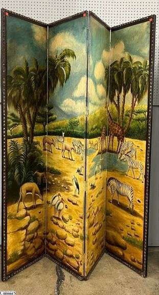 Safari African Wildlife Scenic Decorator Screen - 78" H x 72" W image