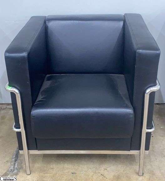 Modern Black and Chrome Base Arm Chair 30x30x30" image