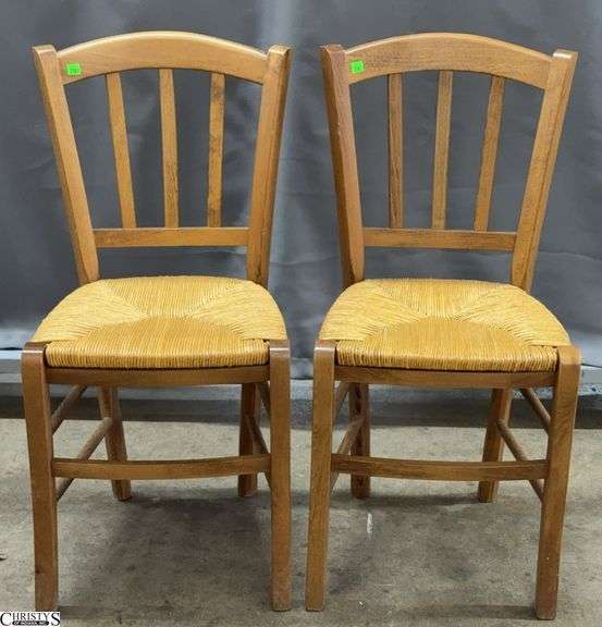 2 Rush Seat Kitchen Chairs - 34" x 18" seat of each image