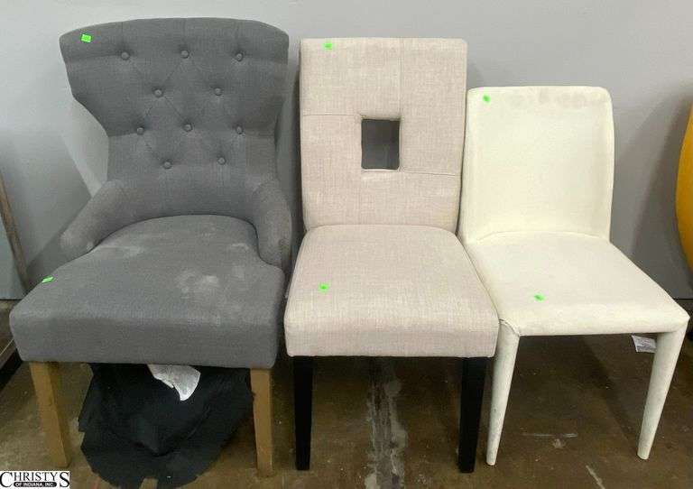 3 Dining and Accent Chairs, Needs Cleaned and Hardware Tightened Grey Measures 24x27x39" image