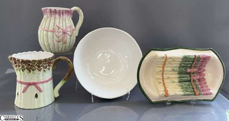 4 Italian Made Asparagus and Cabbage Motif and Fruit Bowl Largest 11x4" image