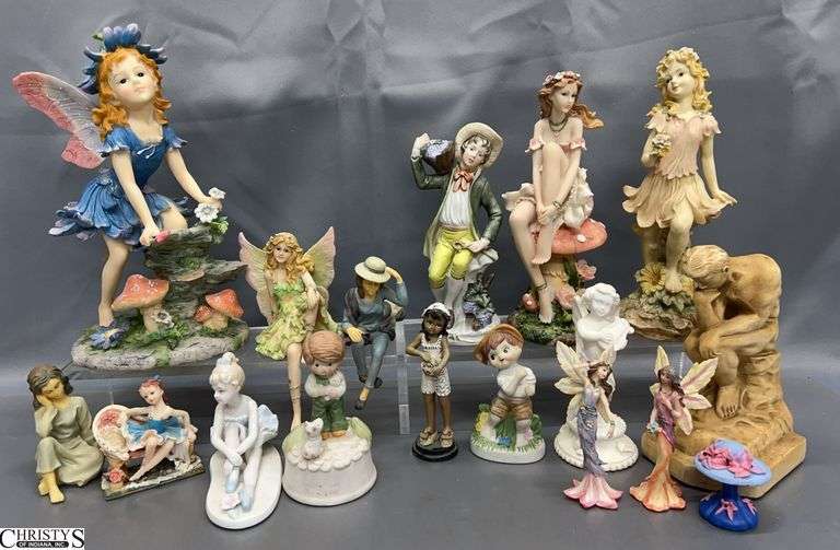 17 Figurines - Fairies and Others - Ceramic and Composite - 12" of largest image