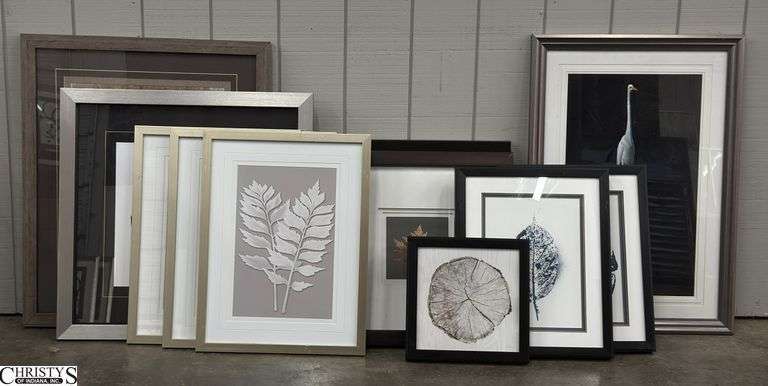 11 Leaf/Wood/Nature Framed Prints - 29" x 35" of largest - may have some wear/chipping to frames image