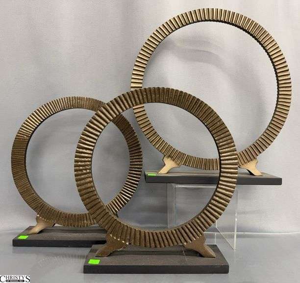 3 Decorative Round Metal Tabletop Decor - 18" of tallest image