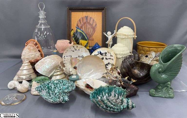 Shell Pottery and Other Decor, Home Ceramics, Conch Clear Glass Decanter 12" image