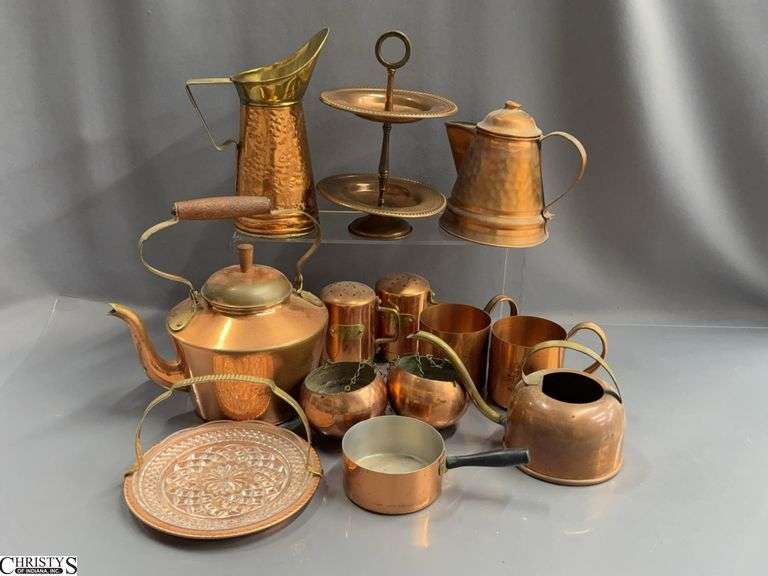Copper Items: Salt and Pepper, Teapot Drinkware, Plant Holders image