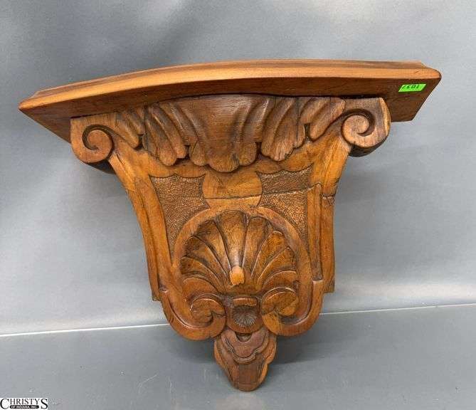 Carved Wood Corbel Wall Sconce Shelf - 15" x 5.5" x 12" image