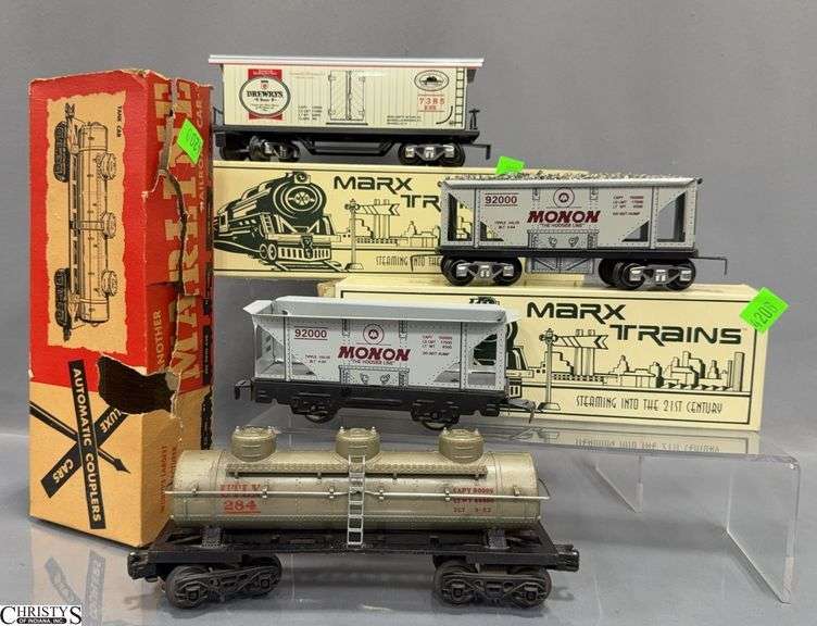 4 Marx Train Cars, Some Box Wear and One Box is Missing image