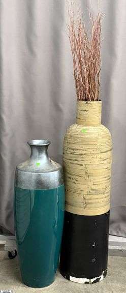 2 Floor Vases, One Has Damage, Tallest 48" Of Vase image