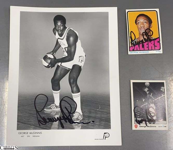 3 Pcs George McGinnis 8x10 and 2 Cards Signed image