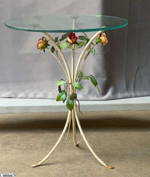 Toleware Style Rose Motif Side Table - 19" x 23" image
