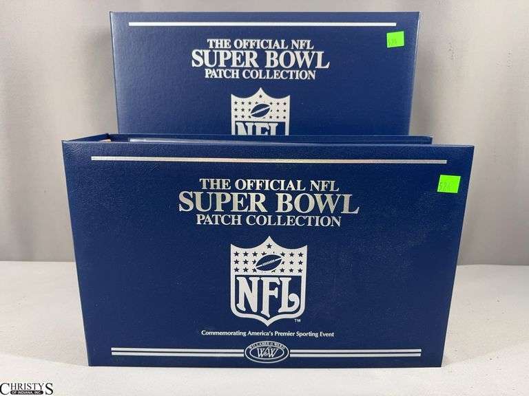The Official NFL Super Bowl Patch Collection in 2 Binders.  Includes Super Bowl 1 to Super Bowl LVII image