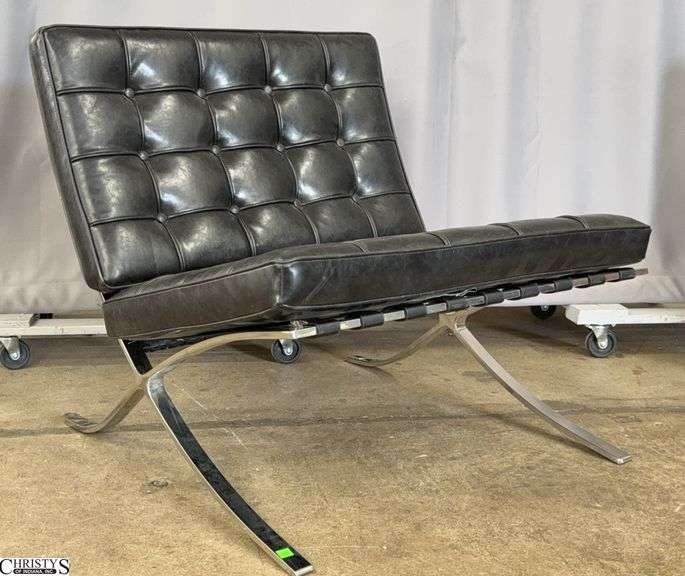 1970's Barcelona Inspired Black Chair, 30x32x30" image