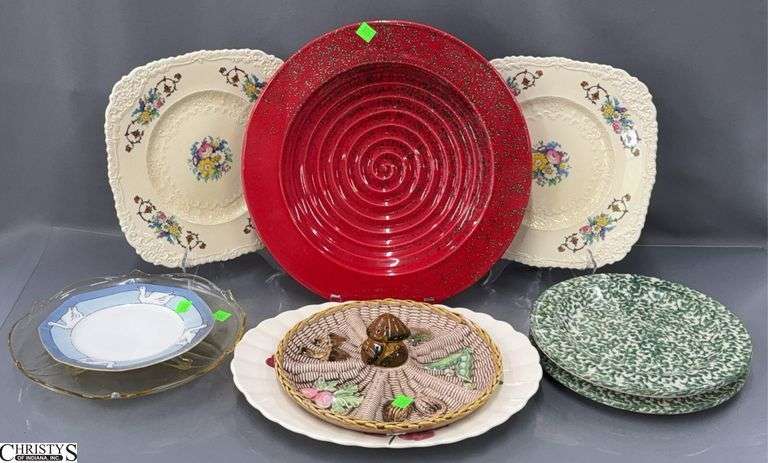 Yellow Footed Dish, Germany Dishes, England, Japan Mushroom Dish, Roseville Pottery, Platters Largest 15" image