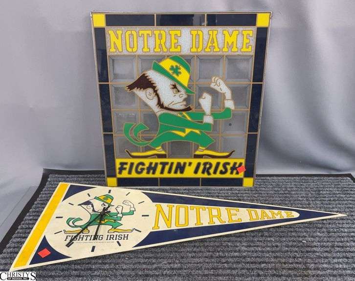 Notre Dame Plastic Pennant Clock, Stained Glass Window 16x18 image