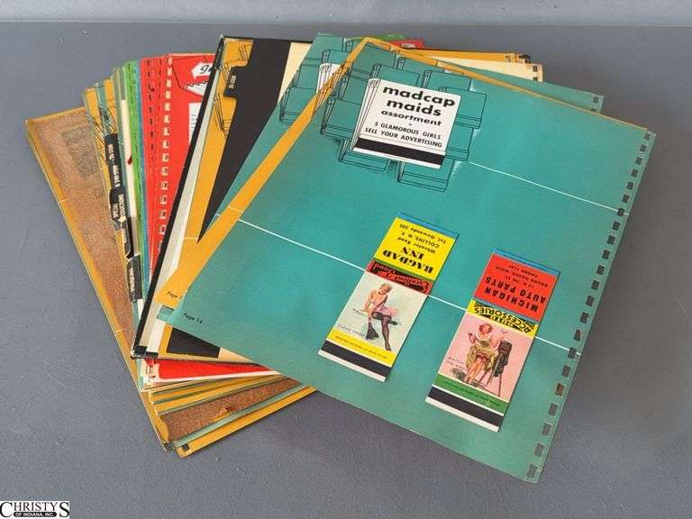 1956 Assorted Vintage Matchbook Cover Advertising Catalog Sheets - See Photos image