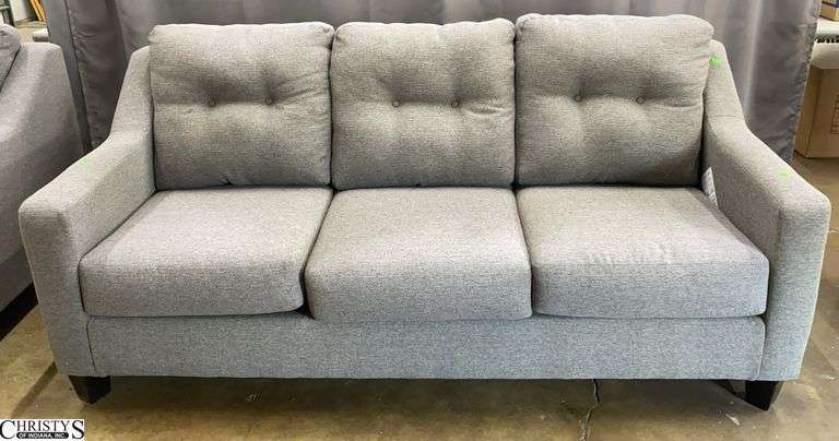 Grey Sofa Has Wear 79x36x37" image
