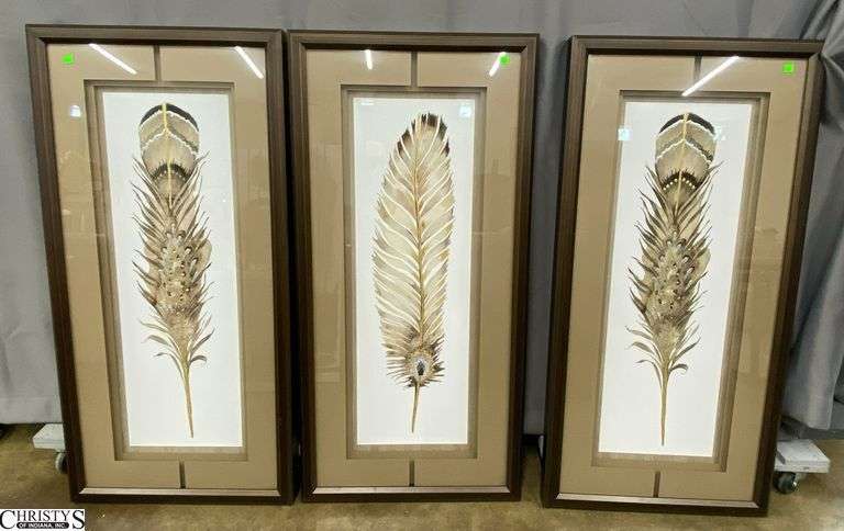 "Light as A Feather I, II, !!! Framed Model Home Wall Decor 23x47" Each image