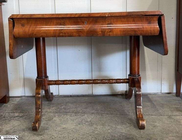 Antique Single Drawer Drop Leaf Table - 36" x 24" x 29" - 10" of drop - Appears to have sun fading/toning image
