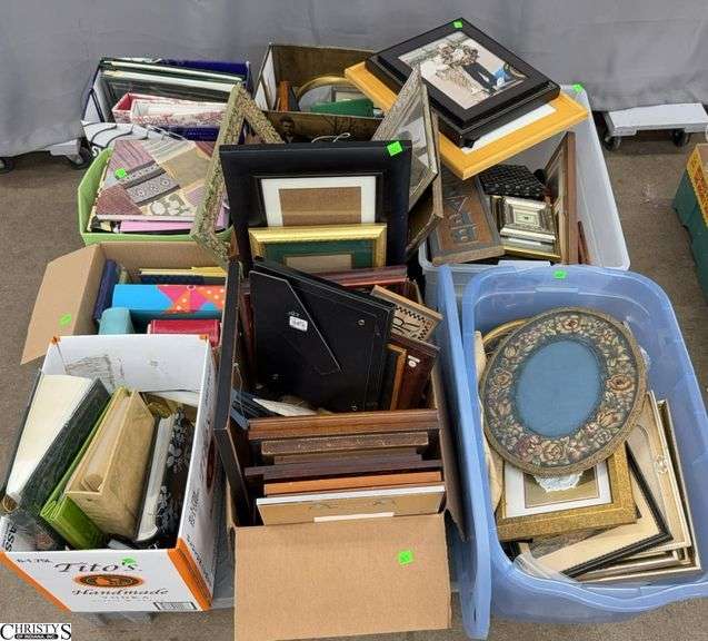 Skid With Photo and Scrap Book Albums, Mirror, Frames, Totes, Skid With Vintage and Modern Board Games, Mostly Opened, Poker Chip Caddy, Puzzles,  SKID NOT INCLUDED image