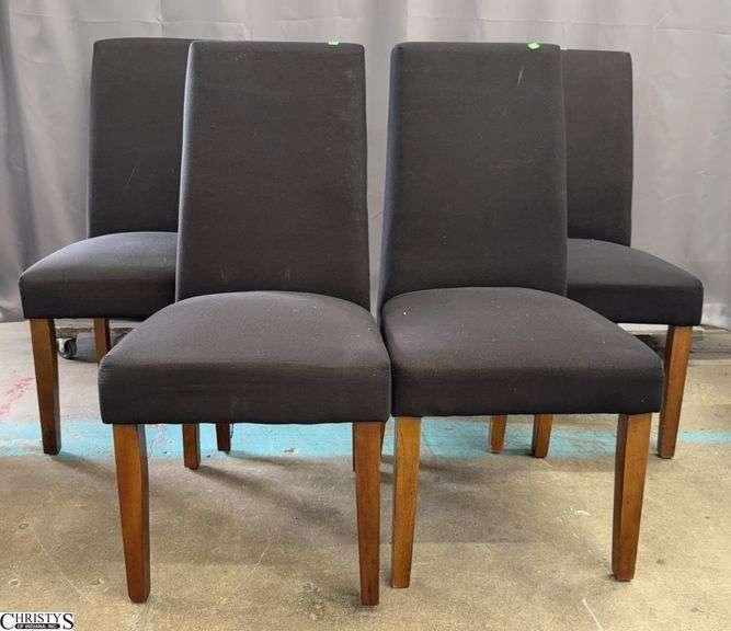 4 Black Dining Chairs, Some Sun Fading 19x21x39" image