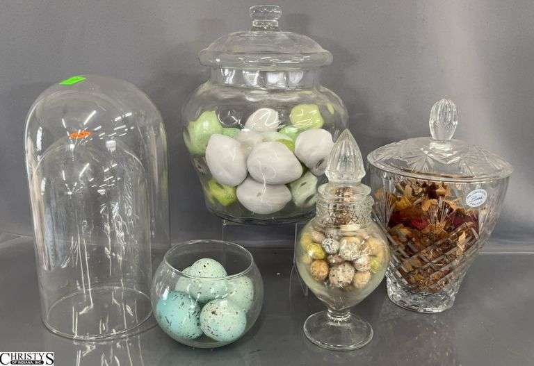 Clock Domes, Lidded Jars, Apothecary, Faux Robin Eggs Tallest 9.5" image