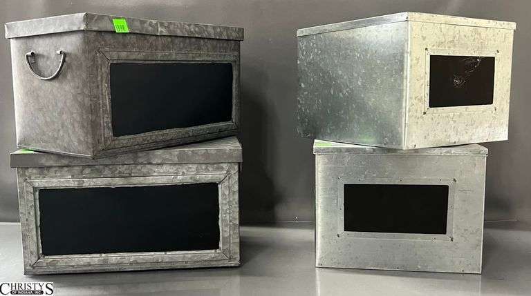 4 Sets Galvanized Metal Nesting Storage Boxes, 12pcs  - 12" x 7" of largest image