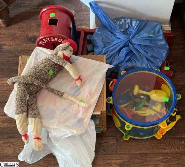 Assorted Children's Toys - Sock Monkey, Puzzles, Misc image