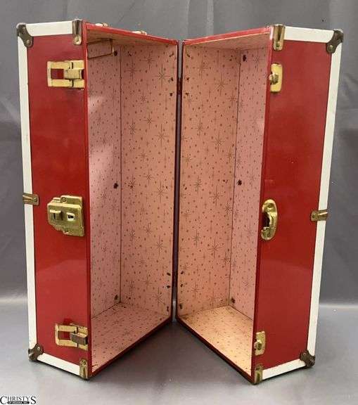 Red Metal Doll Storage Trunk - 9" x 18" x 9" image