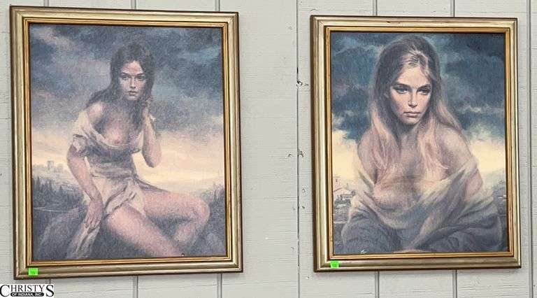 2 Framed Female Partial Nudes - 21" x 25" of each image
