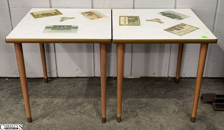 2 MCM Formica Top Side Tables - 15" x 15" x 16" of each image