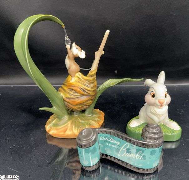 3 Walt Disney Classics Collection Sculptures in Box.  Includes Bambi "Little April Shower" Limited Edition 491/7500 with COA, Thumper "Did The Young Prince Fall Down?" with COA and Bambi Opening Title Sculpture image