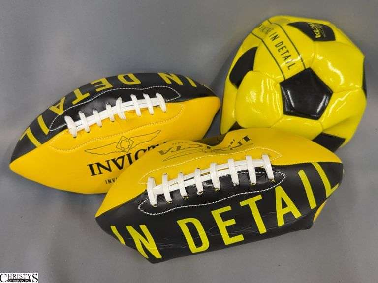 3pcs Invicta Sports Balls, Soccer and 2 Footballs image