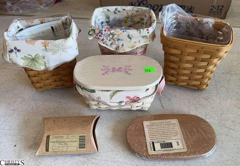 4 Longaberger Horizon of Hope Baskets Tie On and Extra Lid image