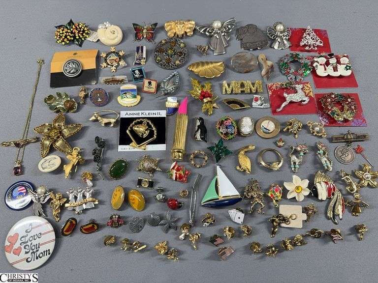 Approximately 100 Pins Plus a Pin with Matching Necklace Set image
