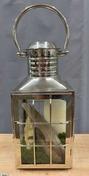 Lantern Style Candle Holder Chrome Finish 23" Tall image