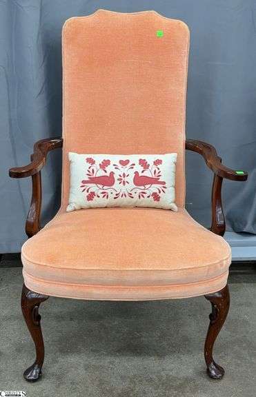 Queen Anne Style High Back Chair - 28" x 43" - 18" seat image