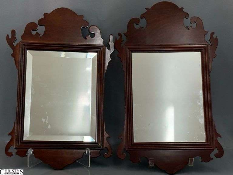 Pair of Decorative Wood Mirrors 11.5x18" image