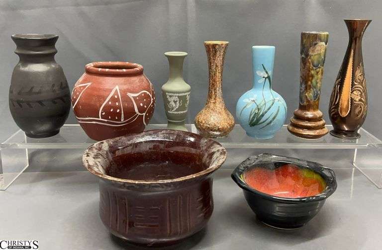 9 Decorative Vases and Bowls - 8" of tallest image