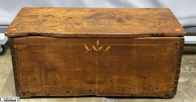Antique Small Wooden Trunk - 31" x 13" x 13" image