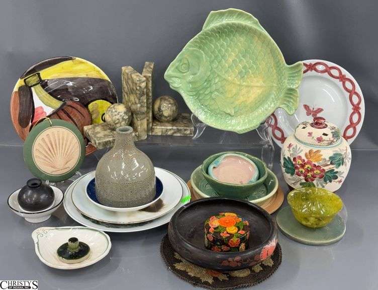 Mineral Bookends, Asian Influence Items, Ginger Jar, Boxes, Dishes, Trivet image