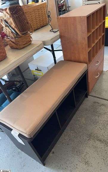 2 Pressboard Entry Seat and Shoe Organizer 24x12x35 image