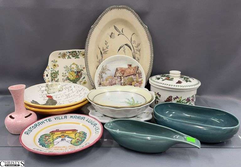 Ironstone Platter, Garden Botanic Casserole, Bowls, Hand Painted, Plates, Some Chipping image