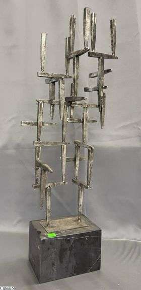 Brutalist Style Metal Tabletop Sculpture - 28" image