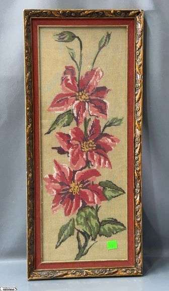 Needle work Floral Framed 9.5x21" image