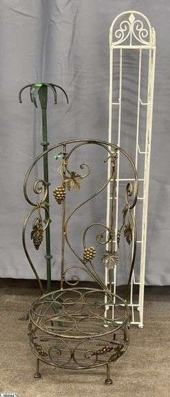 Metal Grape Motif Wine Stand, Cubby Stand, Floor Candlestick - 45" of tallest image