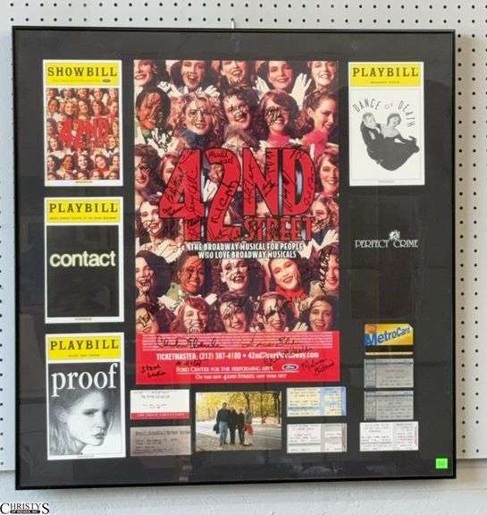 Autographed 42nd St Broadway Poster, Playbill's, Tickets - 30.5" x 31" of frame image
