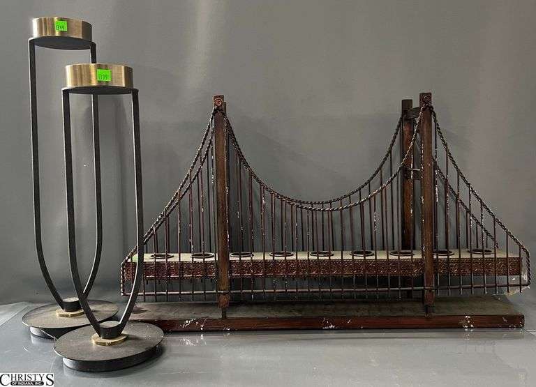 Decorator Metal Bridge and Modern Style Candle Holders - 30" x 17" of bridge image