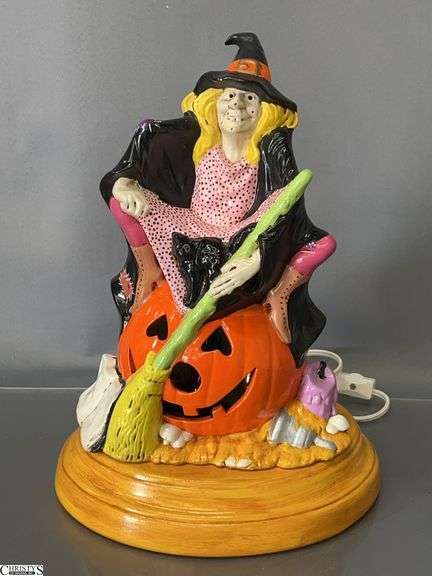 Halloween Witch Multi Light Vintage Atlantic Mold Ceramic Lamp - 12" image