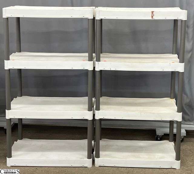 2 4-Shelf Plastic Storage Shelves - 31" x 16" x 57" of each image
